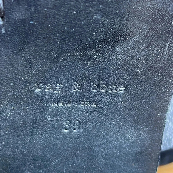 Rag & Bone NY black leather open toe heels side buckle great pre owned condition - Picture 9 of 10